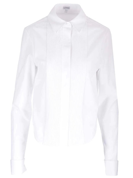 Loewe Pleated Cotton Shirt - White
