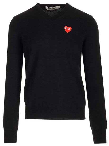 Comme Des Garcons Play Crew Neck Wool Sweater - Black