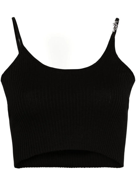 Amiri Ribbed Cotton Crop Top - Black