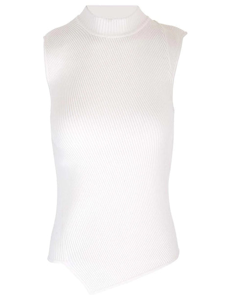 Toteme White Asymmetric Knit Top