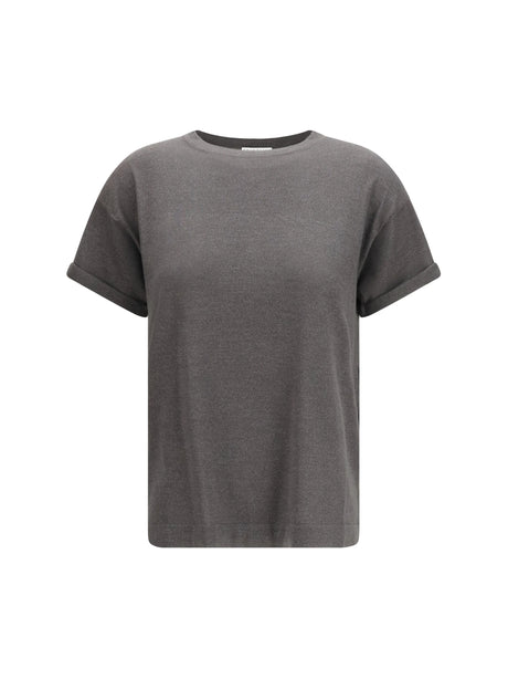 Brunello Cucinelli Cashmere glitter T-shirt - Piombo