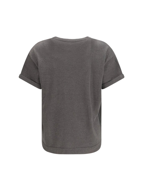 Brunello Cucinelli Cashmere glitter T-shirt - Piombo