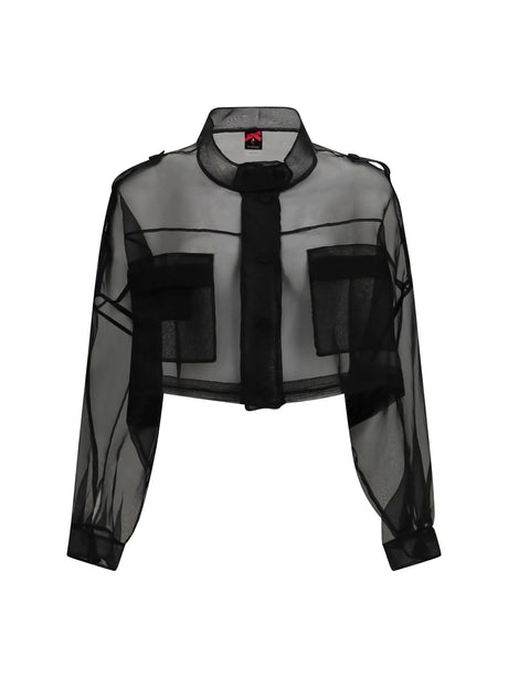 Pinko Cropped Jacket with pockets - Black Limousine