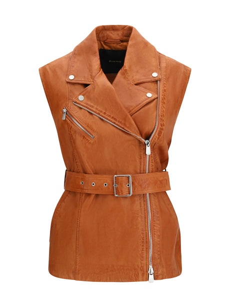 Pinko Gypsy biker-style Vest - Brown Cream Di Moca