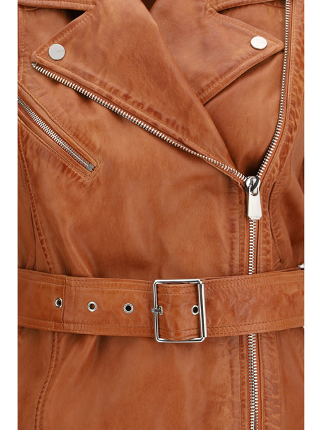 Pinko Gypsy biker-style Vest - Brown Cream Di Moca