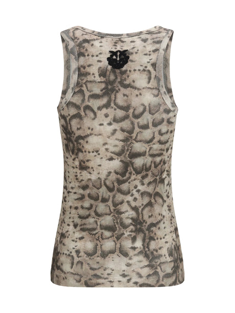 Pinko Snakeskin-print tank Top - Beige/Black
