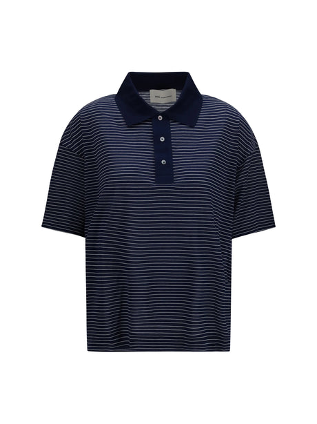 Ami Paris Cotton Striped Ami de Coeur Polo - Encre/Blanc