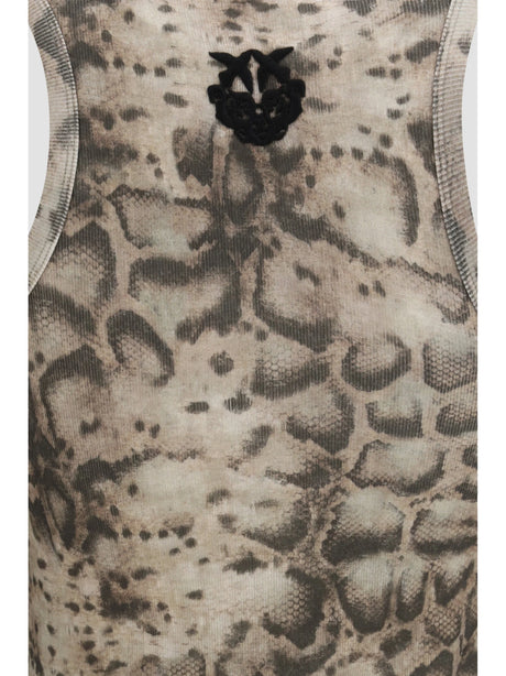 Pinko Snakeskin-print tank Top - Beige/Black