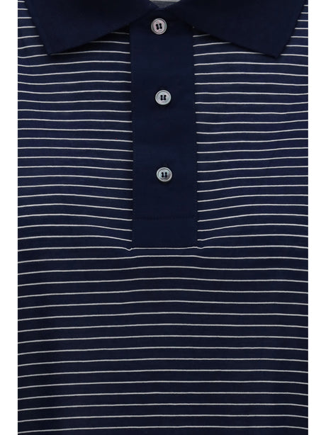 Ami Paris Cotton Striped Ami de Coeur Polo - Encre/Blanc