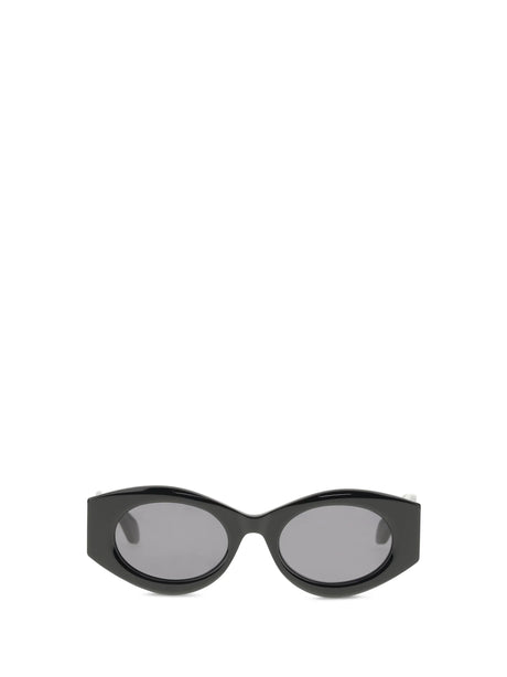 AlaïA Oval Sunglasses - Black-Black-Grey
