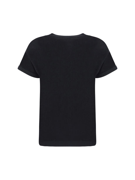 Brunello Cucinelli Cashmere glitter T-shirt - Black