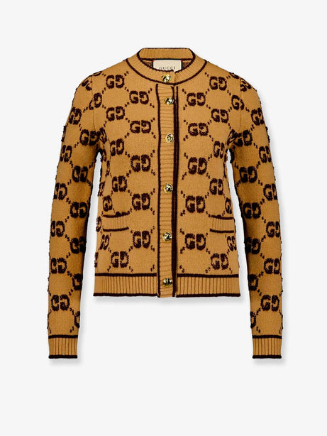 Gucci Wool cardigan with GG inlay - Camel Brown