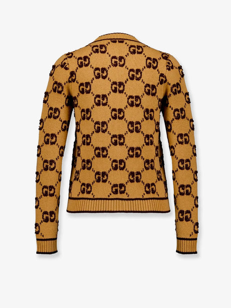 Gucci Wool cardigan with GG inlay - Camel Brown