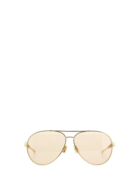 Bottega Veneta Aviator Sardine Sunglasses - Gold-Gold-Brown