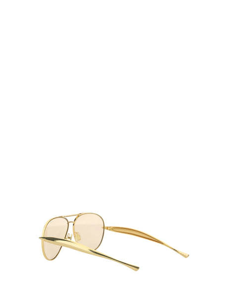 Bottega Veneta Aviator Sardine Sunglasses - Gold-Gold-Brown