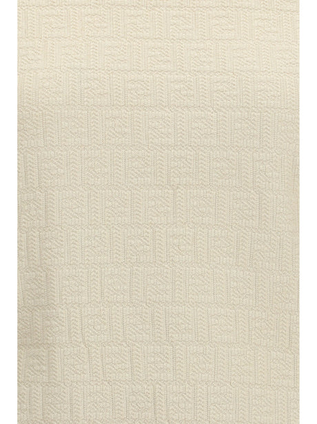 Fendi Cotton and silk crewneck Sweater with FF motif - Ecru'