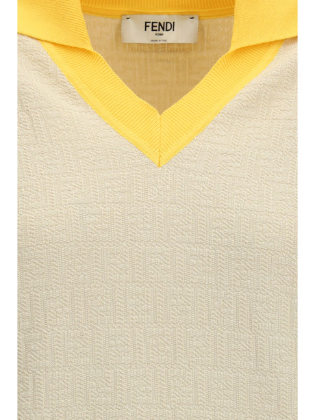 Fendi Cotton and silk Sweater with FF logo - Ecru'