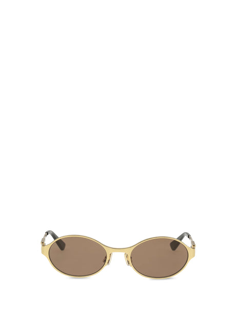 Bottega Veneta Oval Sunglasses - Gold-Gold-Brown