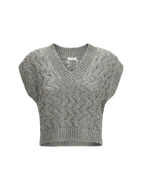 Brunello Cucinelli Silk blend sequined Vest - Rosemary