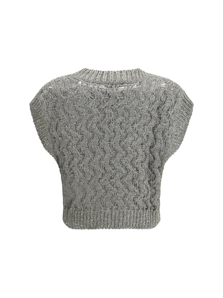 Brunello Cucinelli Silk blend sequined Vest - Rosemary