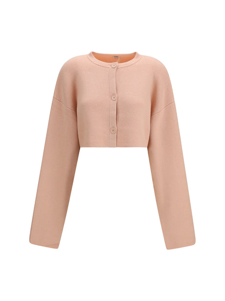 Toteme Cropped crewneck Cardigan with button fastening - Flamingo