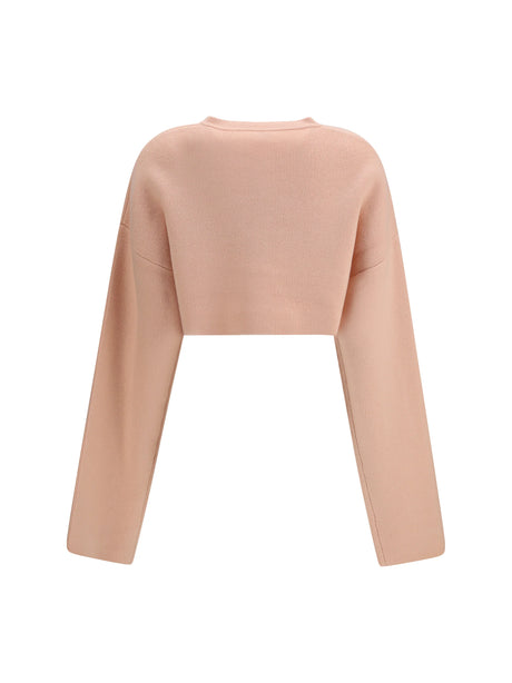 Toteme Cropped crewneck Cardigan with button fastening - Flamingo