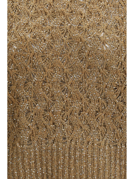 Brunello Cucinelli Open-knit construction Sweater - Sesamo+Camel