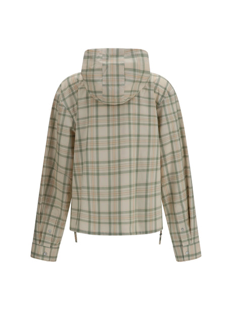 Acne Studios Checked hooded Jacket - Green/Orange