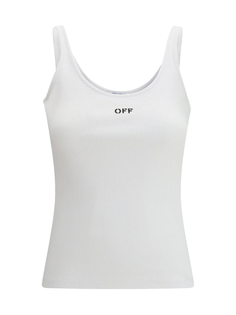 Off-White Off Stamp Rib Tank Top - White-Black