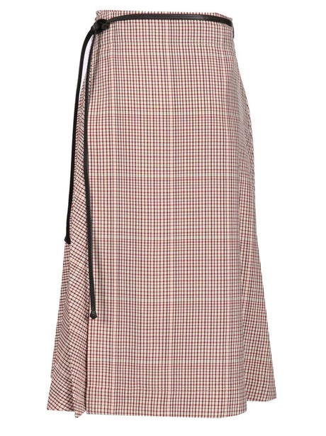 Bottega Veneta Checked Midi Skirt - Multi