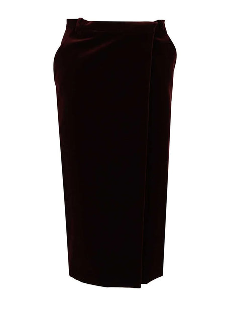 Saint Laurent Midi Wrap Skirt - Bordeaux