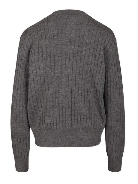 Bottega Veneta Ribbed Wool Cardigan - Grey