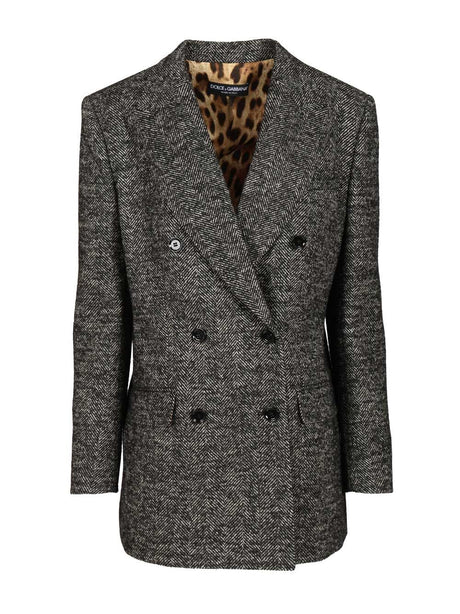Dolce & Gabbana Double-Breasted Chevron Jacket - Grey