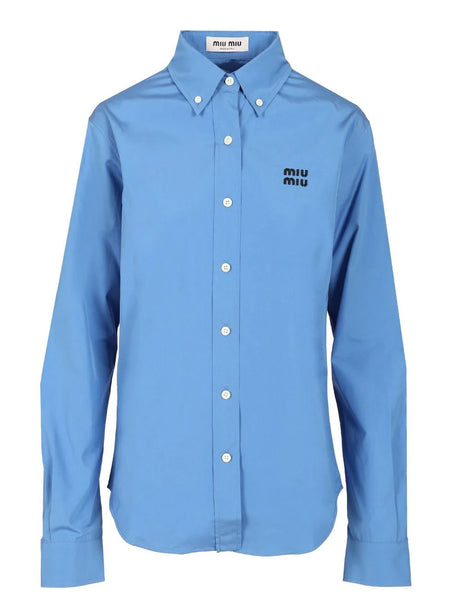 Miu Miu Poplin Shirt - Sky Blue