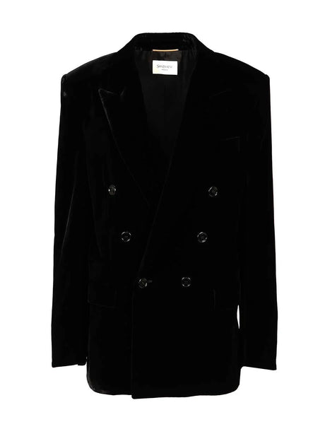 Saint Laurent Cassandre Double-Breasted Jacket - Black