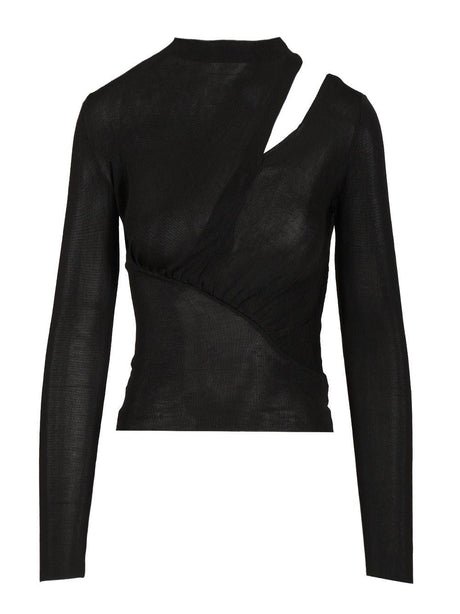Self-Portrait Viscose Knit Top - Black
