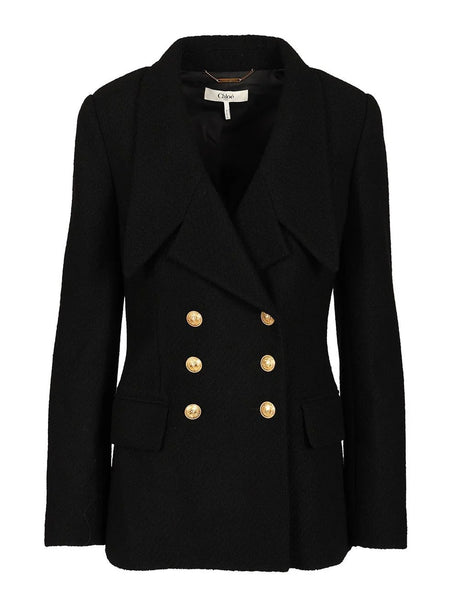 Chloe' Double-Breasted Tailored Jacket - Black