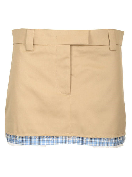 Miu Miu Gabardine Mini Skirt - Beige