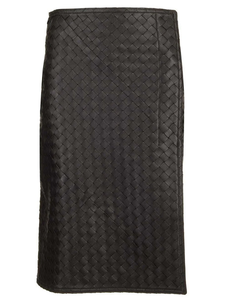 Bottega Veneta Woven Nappa Leather Skirt - Brown