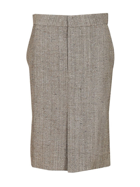 Bottega Veneta Viscose And Silk Midi Skirt - Grey