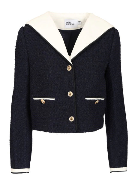 Self-Portrait Bouclé Jacket - Blue