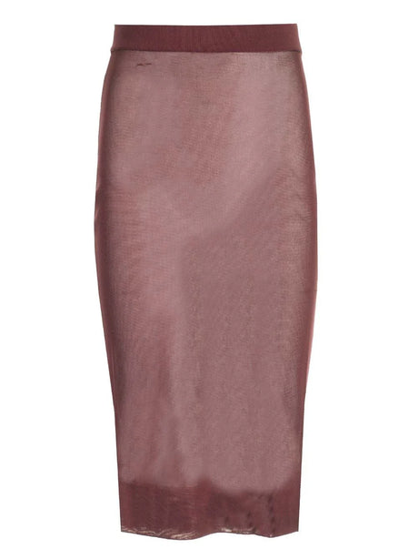 Saint Laurent Sheer Midi Skirt - Bordeaux