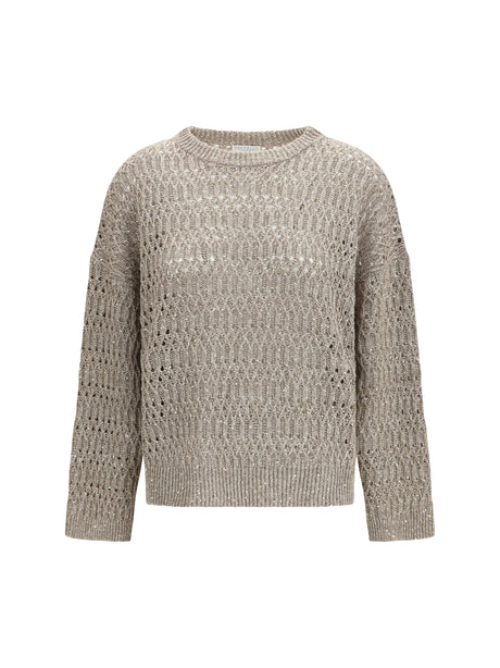 Brunello Cucinelli Openwork Sweater - Mud