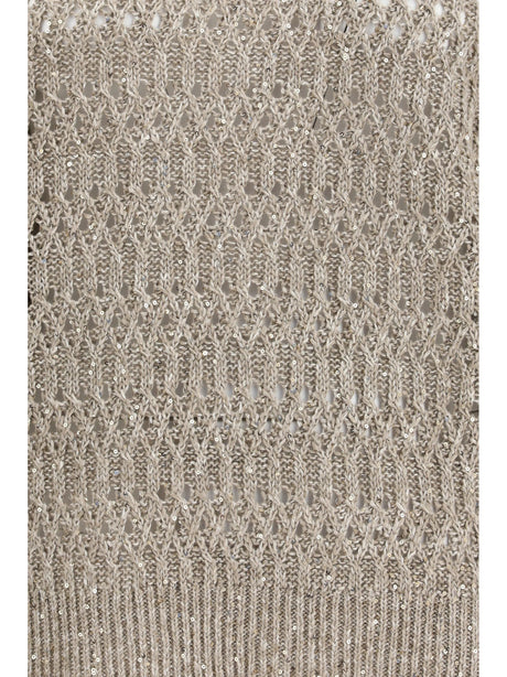 Brunello Cucinelli Openwork Sweater - Mud