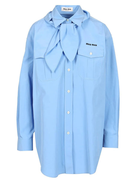 Miu Miu Oversized Poplin Shirt - Sky Blue