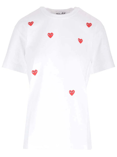 Comme Des Garcons Play T-Shirt With Mini Red Hearts - White