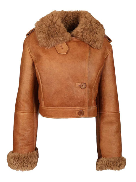 Chloe' Short Leather Jacket - Orange