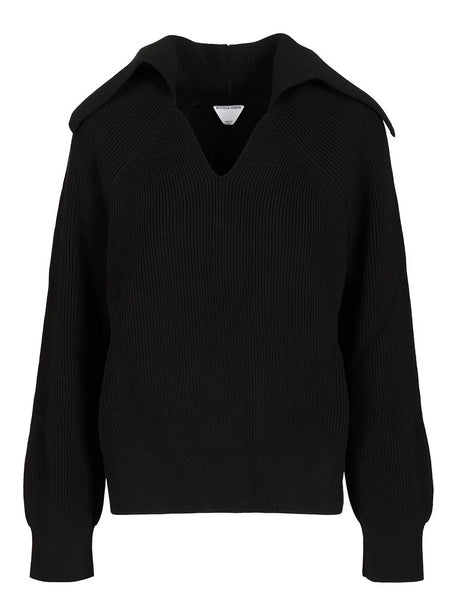 Bottega Veneta English Ribbed Cotton Sweater - Black