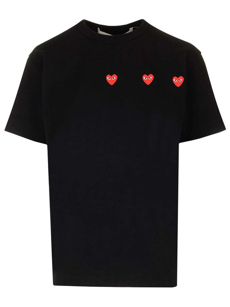 Comme Des Garcons Play T-Shirt With Red Hearts - Black