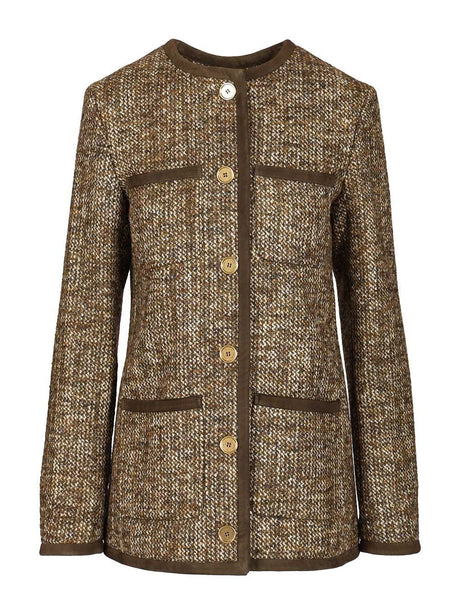 Golden Goose Long Boxy Tweed Blazer - Brown
